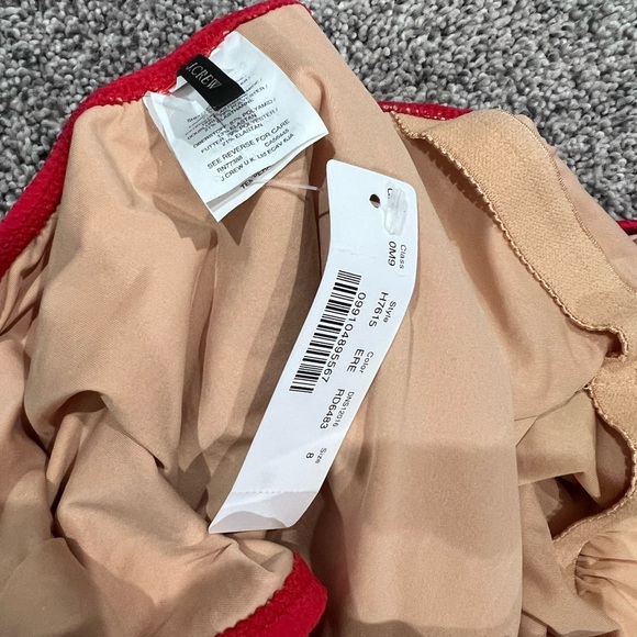 NWT J. Crew Red  Lace Up Scoop Neck Deep Back One Piece Swimsuit Size US 8 - Picture 7 of 9